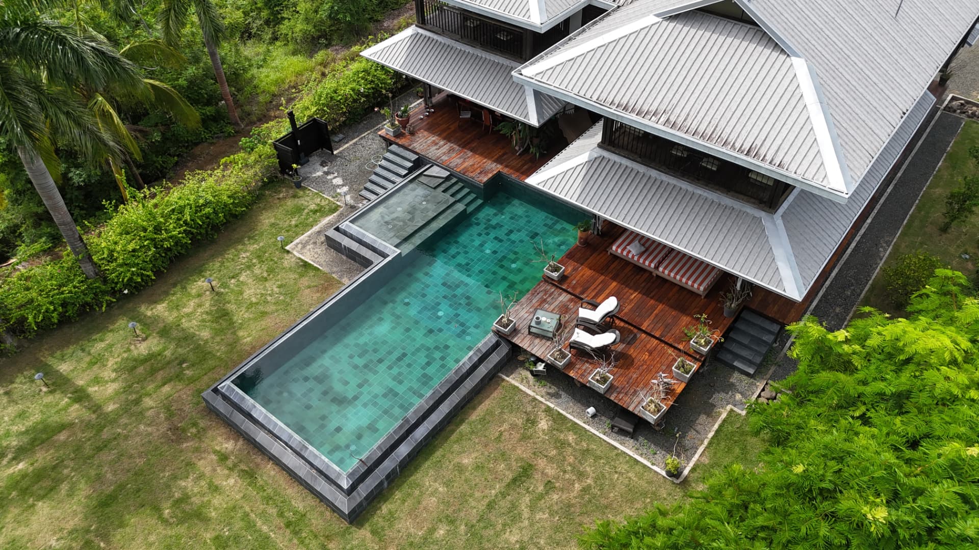 Pool at midday, from above