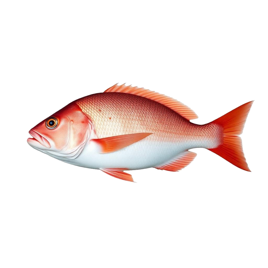Side profile of a red snapper with reddish-pink scales